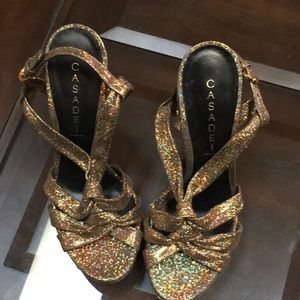 Casadei Gold Platform Shoes